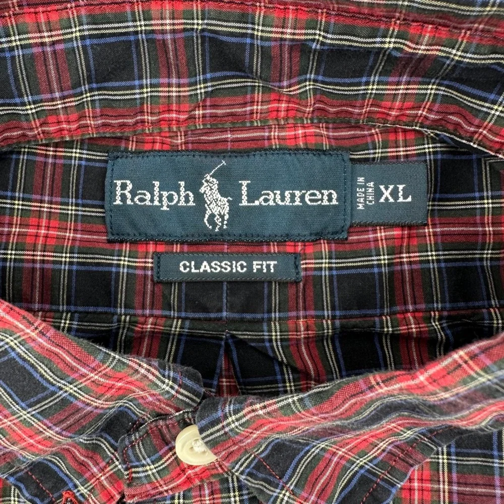 Ralph Lauren Mens XL Classic Fit Button Down Plaid Checkered Shirt‎